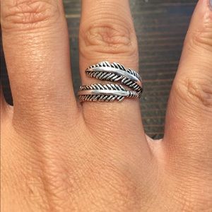925 Sterling Silver Feather Ring